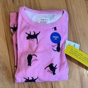 Crewcuts Pink Shirt with Black Cat Design